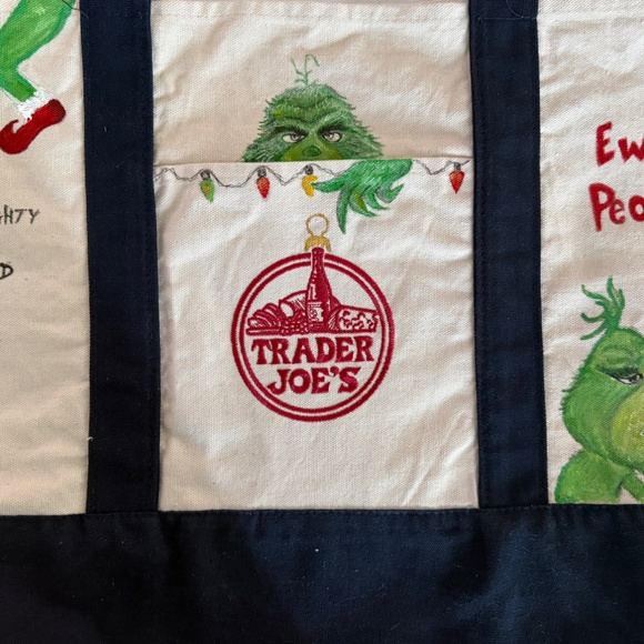 Trader Joe’s Hand Painted Grinch Large Tote - Picture 5 of 12